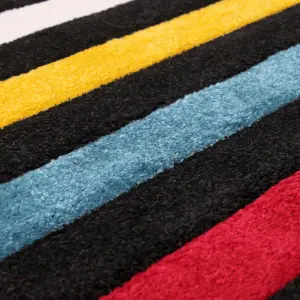 Multicolored Easy to Clean Striped Modern Rug for Living Room, Bedroom, Dining Room - 80cm X 150cm