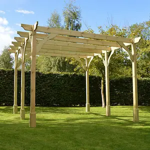 Premium Pergola 6 Posts - Wood - L480 x W540 x H270 cm - Light Green