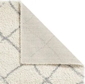 Think Rugs Scandi Berber G257 Rug, Moroccan, Size: 120cm X 170cm (4ft X 5.5Ft), Scandi Berber G257 Cream Grey