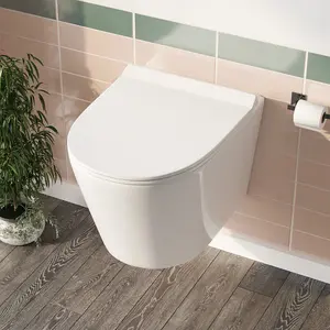 Nes Home Elliss Rimless Wall Hung Toilet Pan + Soft Close Toilet Seat