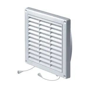 Awenta 130x130mm Wall Ventilation Grille Duct Cover with Net Pull Cord and Shutter