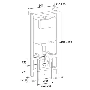 1200mm Toilet Frame & Concealed Cistern for Wall Hung Toilets icl. Chrome Dual Flush Plate