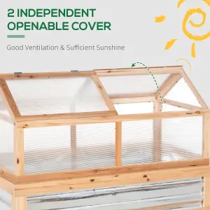 Outsunny Raised Garden Bed Kit Wooden Cold Frame Planter Protection Natural