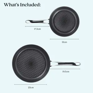 Anolon X SearTech Black Round Aluminium Induction Suitable Non-Stick Frying Pan Set 21 & 25 cm Twin Pack