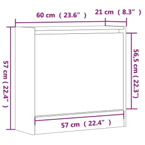 Berkfield Shoe Cabinet Grey Sonoma 60x21x57 cm Engineered Wood