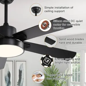 Arvine 5 - Blade LED Ceiling Fan with Remote Control and Light Kit