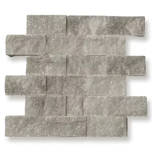 White Marble 5 x 10cm Brick Size Split Face Cladding 30.5 x 30.5cm Tile, Sold Per Tile