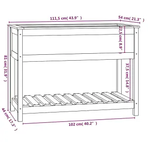 Berkfield Planter with Shelf Grey 111.5x54x81 cm Solid Wood Pine