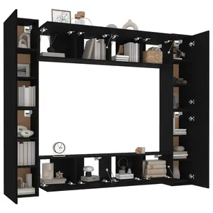 Berkfield 8 Piece TV Cabinet Set Black Engineered Wood