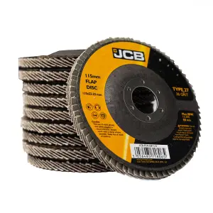 JCB Metal 36 Grit Flap Discs 115mm (4 1/2'') x 22.23mm, 10 Pack  JCB-FDC115-40-10PK