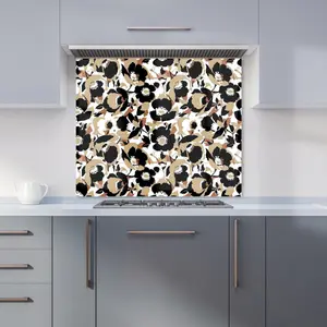 Modern Flower Pattern Premium Glass Kitchen Splashback W600mm x H650mm