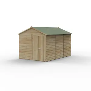 Forest Garden Beckwood Shiplap 12x8 ft Apex Natural timber Wooden Pressure treated 2 door Shed with floor - Assembly service included