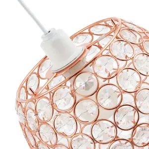 Modern Round Copper Globe Easy Fit Pendant Shade with Small Clear Acrylic Beads