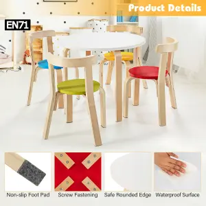 Costway 5-Piece Kids Table and Chair Set Children Wooden Activity Table 4 Curved Chairs