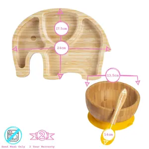 Tiny Dining 4pc Elephant Bamboo Suction Baby Feeding Set - Olive Green