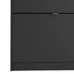 Shoes Shoe cabinet  w. 4 tilting doors and 1 layer Matt Black