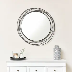 Melody Maison Large Black Swirl Wall Mirror - 88cm x 85cm