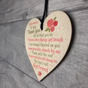 Red Ocean Friendship Thank You Birthday Gift Best Friend Plaque Wooden Hanging Heart Chic Sign Keepsake Poem