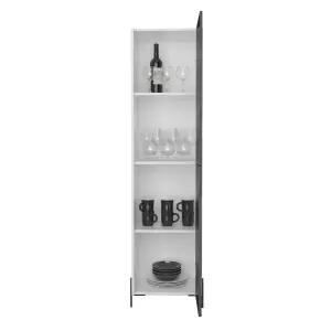 Dallas tall storage cabinet, white & carbon grey oak effect