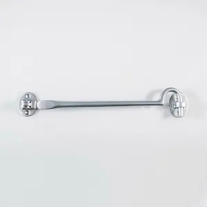 Heavy Duty Cabin Hook & Eye Satin Chrome 254mm Arm Cabinet Hatch Lock