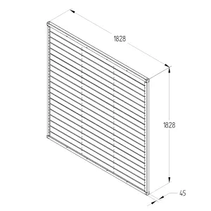 6ft (1.83m x 1.83m) Pressure Treated Horizontal Tongue and Groove Fence Panel - Pack of 3