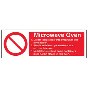 Microwave Oven Catering Kitchen Sign - Adhesive Vinyl - 300x100mm (x3)