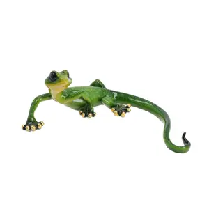 Green Speckled Gecko Lizard Resin Wall Shed Sculpture Statue House Medium