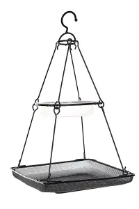 Hanging Wild Bird Feeding Station Seed Feeding Mesh Tray Dish and Water Dish Bowl