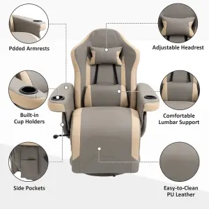 HOMCOM Manual Recliner Armchair PU Sofa Chair w/ Footrest & 135 Reclining