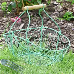 Green Chicken Wire Trug Outdoor Garden Storage Tools Basket