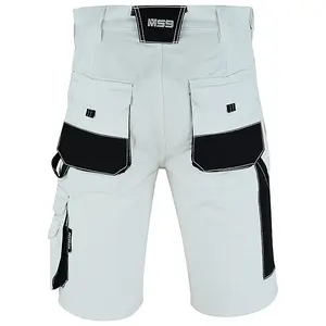 MS9 Mens Cargo Combat Painter Decoration Cotton Work Shorts - White, W40