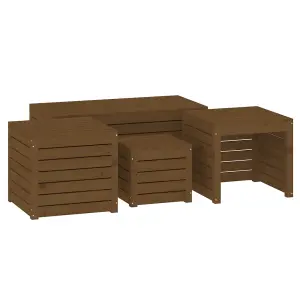 Berkfield 4 Piece Garden Box Set Honey Brown Solid Wood Pine