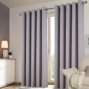 Novan Light grey Plain Blackout Eyelet Curtains (W)167cm (L)183cm, Pair