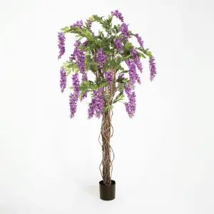 Blooming Artificial - Luxury Faux Wisteria Tree - Purple, Liana Stem, Indoor Use