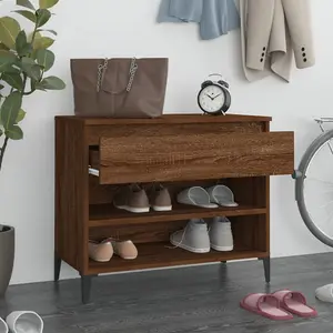 Berkfield Shoe Cabinet Smoked Oak 70x36x60 cm Engineered Wood