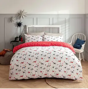 Smart Living Luxury Christmas Jumper Dog Puppies Reversible Duvet Cover with Pillowcase