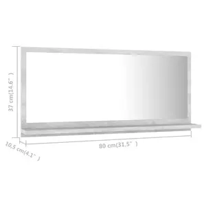 Dorlene Framed Wall Mounted Bathroom Mirror Concrete Grey / 80 cm