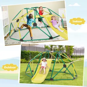 Costway 8FT Dome Climber Kids Toddler Climbing Frame With Slide Geometric Climbing Dome