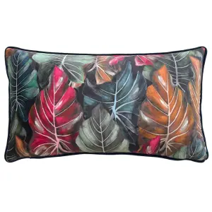 Wylder Mogori Leafage Digitally Printed Velvet Piped Feather Filled Cushion