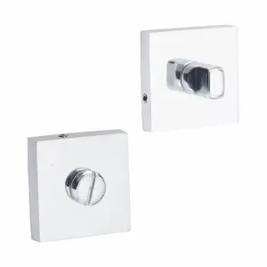 1 Pair Modern Aura Design Polished Chrome Premium Bathroom Door Handles Square Rose Dead Bolt Ball Latch Hinges Thumbturn