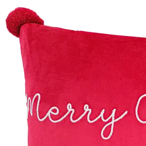 Red Merry Christmas Indoor Christmas Cushion (L)50cm x (W)30cm