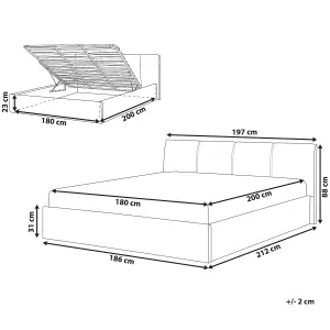 Fabric EU Super King Size Ottoman Bed Beige ORBEY