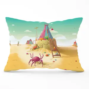 Crab On A Beach Holiday Cushions 33cm x 48cm