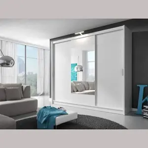 Seville 250cm Sliding Door Corner Wardrobe  Modern Storage with LED Lighting