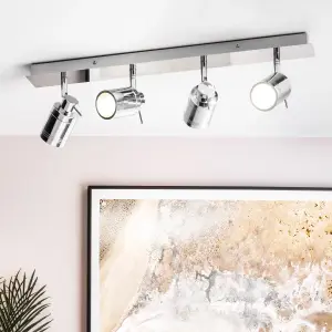 Litecraft Hugo Chrome 4 Light Ceiling Spotlight Bar