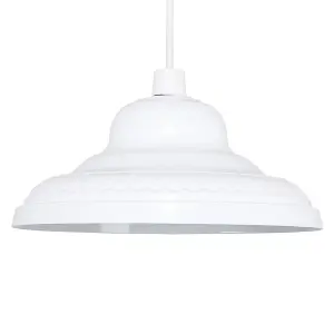 ValueLights Delta Vintage Retro Style Gloss White Metal Easy Fit Ceiling Pendant Lamp Shade