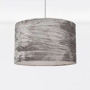 First Choice Lighting Set Of 2 Grey Crushed Velvet Easy Fit Light Shades