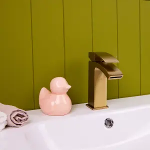 Flode Boras Mono Basin Mixer Tap Brushed Brass