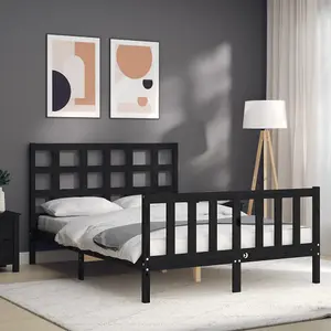 Berkfield Bed Frame with Headboard Black 120x200 cm Solid Wood