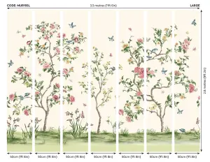 Origin Murals Oriental Flower Tree Cream Pink Matt Smooth Paste the Wall Mural 350cm wide x 280cm high